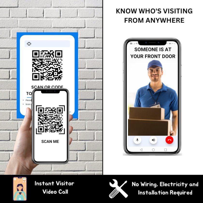 Smart Video Doorbell Powered by QR Code Technology | Instant Visitor Video Call on Smartphone | QR Scannable Technology | 2-Way Talk